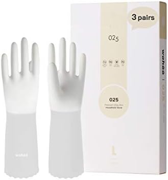 LANON 3 Pairs Skin-Friendly Cleaning Gloves Non-Slip Reusable Brilliant White Medium