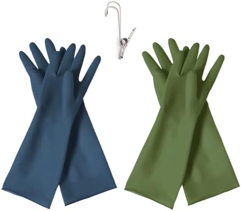 HOMSSEM Dishwashing Gloves 2 Pairs Premium Rubber Gloves for Cleaning