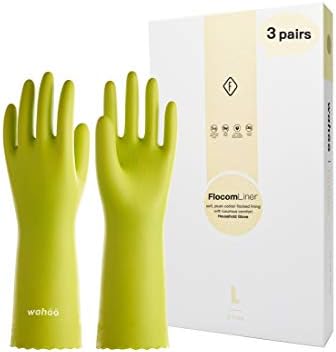 LANON 3 Pairs Skin-Friendly Cleaning Gloves Latex-Free Non-Slip Reusable Medium