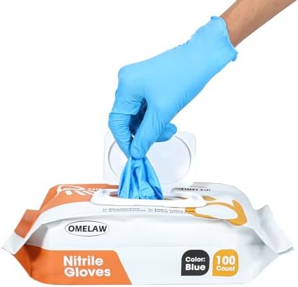 OMELAW Disposable Nitrile Gloves 4 Mil Powder Free