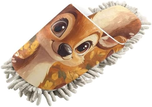 Microfiber Cleaning Slippers with Cartoon Deer Design