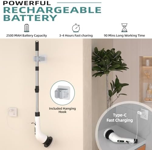 ELEBUILD 9in1 Electric Spin Scrubber with 8 Brush Heads