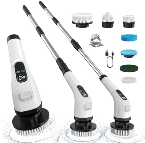 ALPONO Electric Spin Scrubber with 7 Heads and Long Handle
