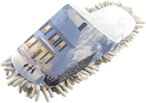 White Christmas House Mop Slippers for Home Office Cleaning