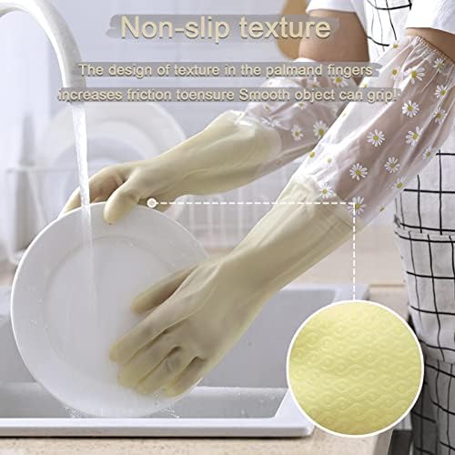 KAQ Reusable Rubber Cleaning Gloves 3 Pairs Long Cuff