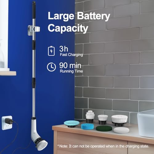 ALPONO Electric Spin Scrubber with 7 Heads and Long Handle