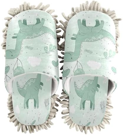 Zhirexin Green Dinosaur Mopping Slippers