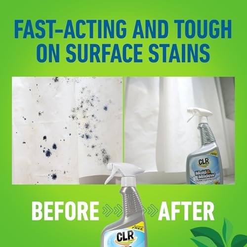 CLR Mold Mildew Stain Remover 32 Oz Spray Pack of 2 with Brush