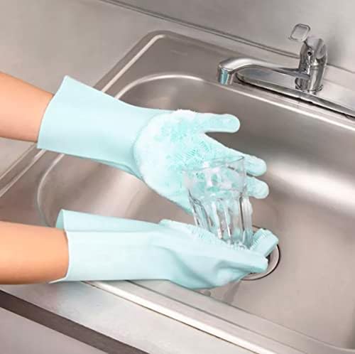 ALAZCO 1 Pair BPA Free Silicone Scrubbing Gloves