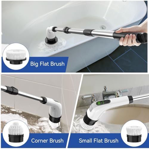 ALPONO Electric Spin Scrubber with 7 Heads and Long Handle