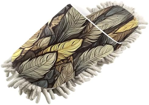 Brown Feathers Microfiber Cleaning Slippers for Men Women - L Size