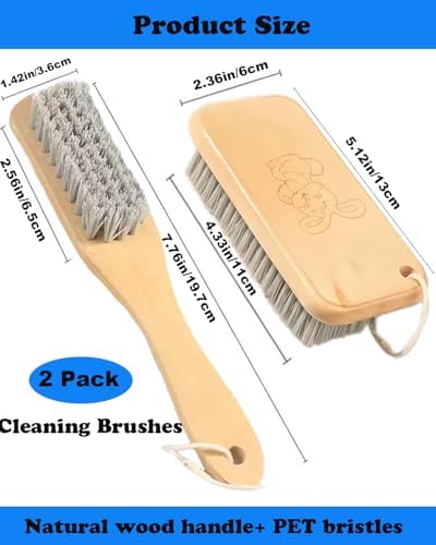 Ganganmax 2Pack Scrub Brush Set - Wood Handle Long Handle Cleaner