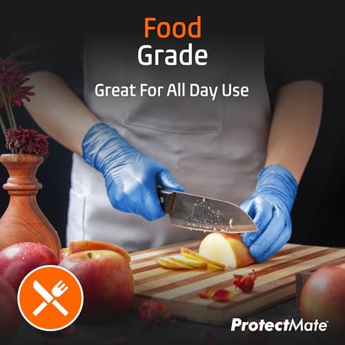 Protectmate Blue Nitrile Gloves - 5 Mil Food Prep Textured Handling