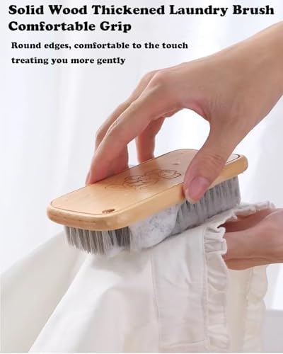 Ganganmax 2Pack Scrub Brush Set - Wood Handle Long Handle Cleaner