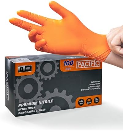 PACIFIC PPE Strength Nitrile Orange Gloves 8 Mil X-Large 100 Count