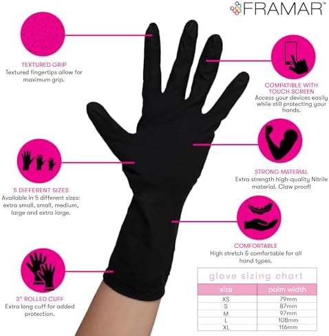 FRAMAR Black Nitrile Gloves XL 100PCS