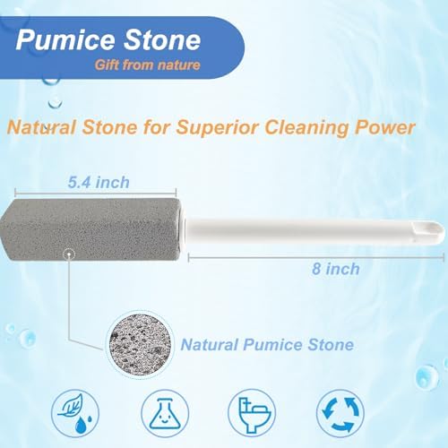 Tuodeal Pumice Stone Cleaner with Long Handle - 1 Wand 6 Stones
