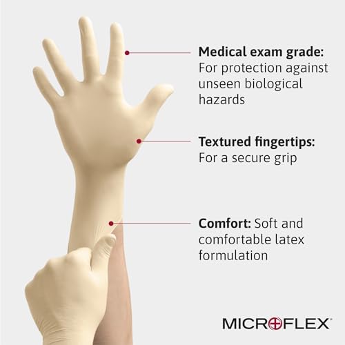 Microflex 10-754 Daily Defense Disposable Latex Gloves Natural