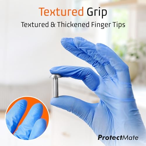 Protectmate Blue Nitrile Gloves - 5 Mil Food Prep Textured Handling