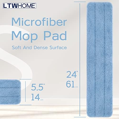 LTWHOME 24 Inch Microfiber Mop Refill Pads Pack of 6 Blue