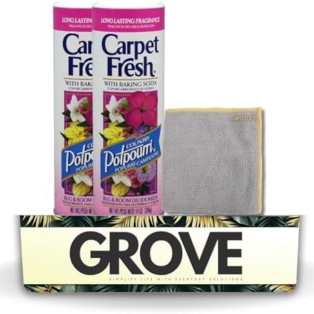 GROVE Carpet Freshener Powder Bundle 14 oz Microfiber Cloth