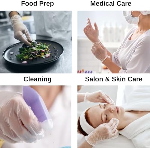 HCS Vinyl Gloves Clear Latex-Free Food Prep Cleaning Exam