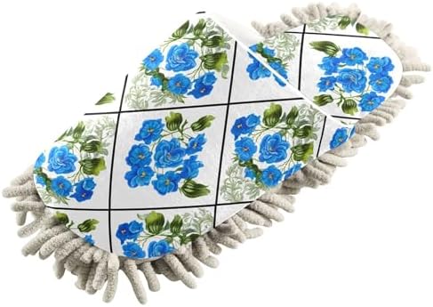 Burbuja Blue Flowers Mop Slippers for Home Cleaning