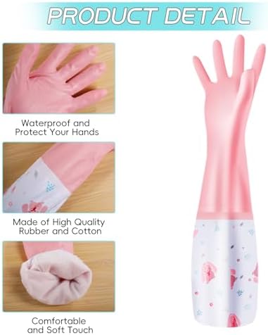 3Pcs Reusable Dishwashing Cleaning Gloves with Non-Slip Design and Cotton Lining