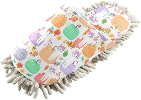 Burbuja White Cats in Pumpkins Mop Slippers for Home Cleaning