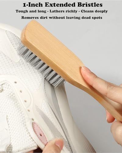 Ganganmax 2Pack Scrub Brush Set - Wood Handle Long Handle Cleaner