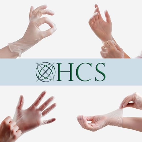 HCS Vinyl Gloves Clear Latex-Free Food Prep Cleaning Exam