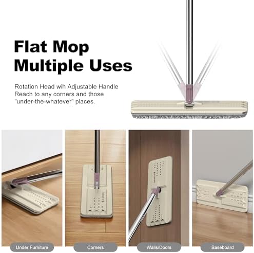 JOYMOOP Flat Mop with Microfiber Pad - 50 Beige Blush Brown
