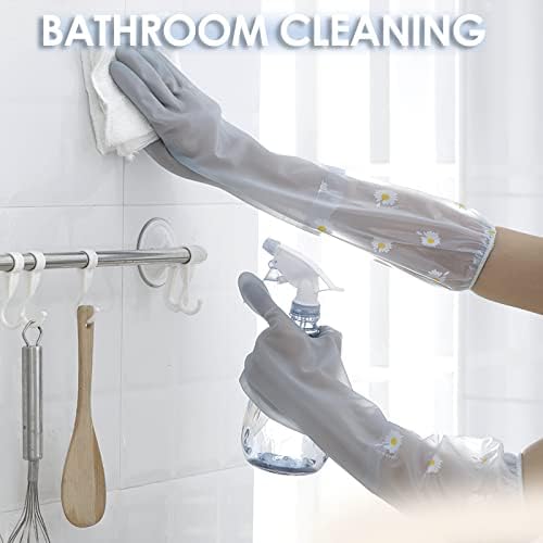 KAQ Reusable Rubber Cleaning Gloves 3 Pairs Long Cuff