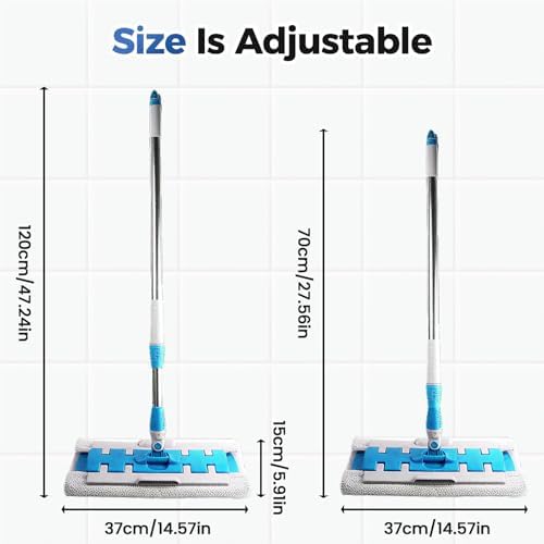 SENOY Flat Mop with Reusable Microfiber Pads and Stainless Steel Handle