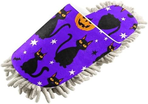 Burbuja Pumpkins Black Cats Mop Slippers for Home Kitchen