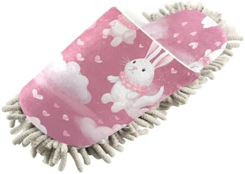 Bulletgxll Cute Rabbits Cleaning Slippers Mop Washable