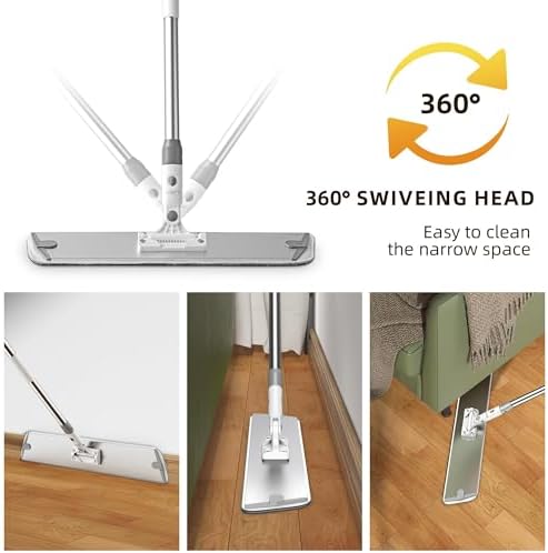 236 Inch Microfiber Floor Mop with 4 Washable Pads