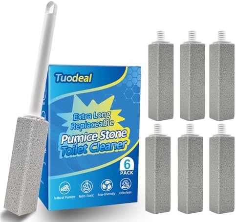 Tuodeal Pumice Stone Cleaner with Long Handle - 1 Wand 6 Stones
