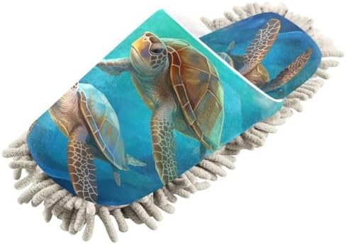 Bulletgxll Sea Turtle Mopping Slippers Microfiber Washable