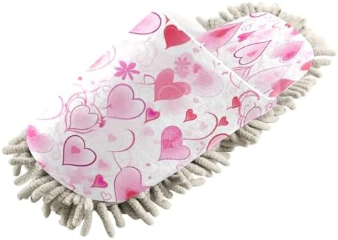Bulletgxll Valentine Heart Mop Slippers - Washable Cleaning Slippers for Men Women