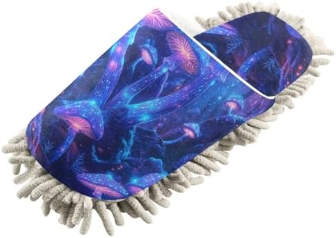 FLildon Microfiber Cleaning Slippers with Night Glowing Mushrooms