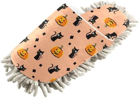 Burbuja Cats Pumpkins Mop Slippers for Home Cleaning