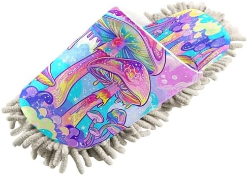 Colorful Mushrooms Microfiber Cleaning Slippers - L