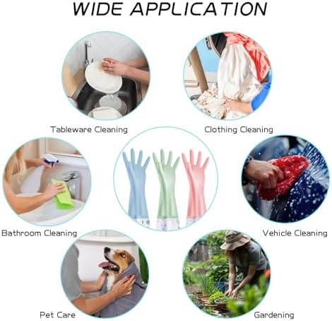 3Pcs Reusable Dishwashing Cleaning Gloves with Non-Slip Design and Cotton Lining