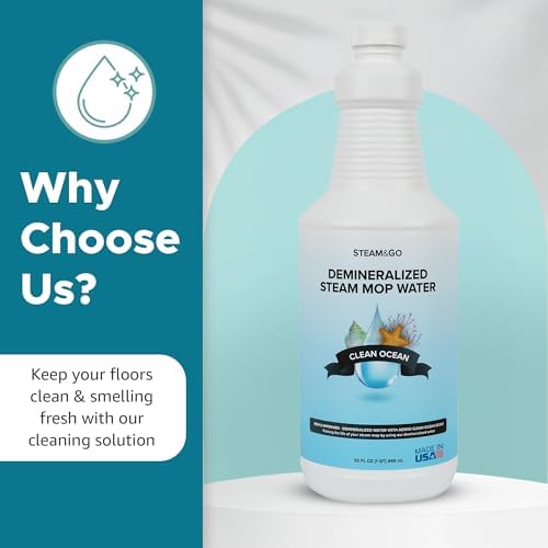 Steam Go Demineralized Water - 32oz Ready-to-Use for Steam Mops