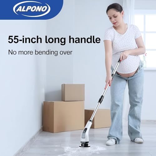 ALPONO Electric Spin Scrubber with 7 Heads and Long Handle