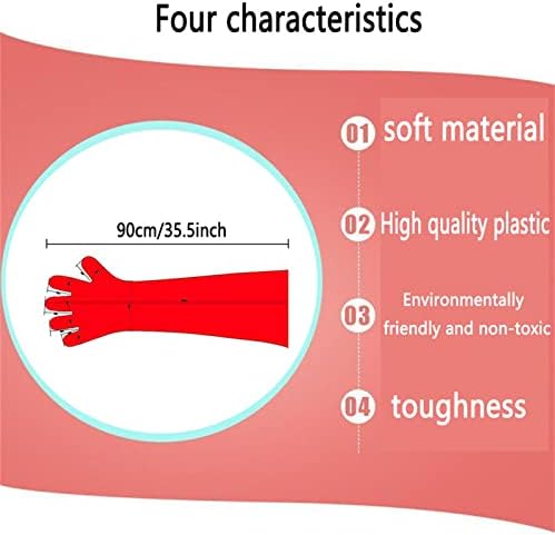 QDAOYU Disposable Long Plastic Gloves 50 Pcs Red 355 Inch