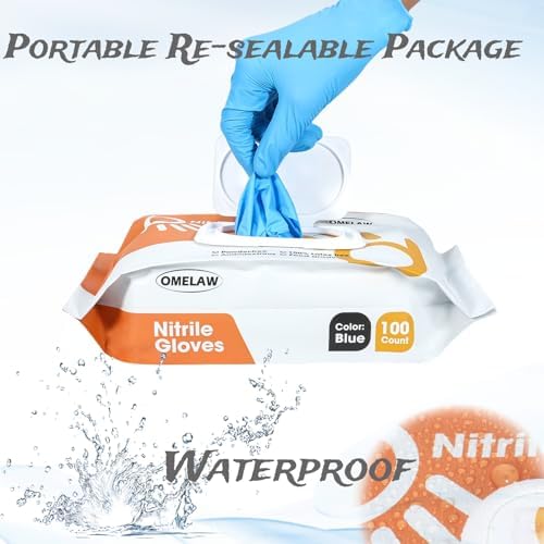 OMELAW Disposable Nitrile Gloves 4 Mil Powder Free