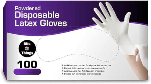 Bits N Things Latex Powdered Gloves 100 per Box