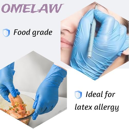OMELAW Disposable Nitrile Gloves 4 Mil Powder Free